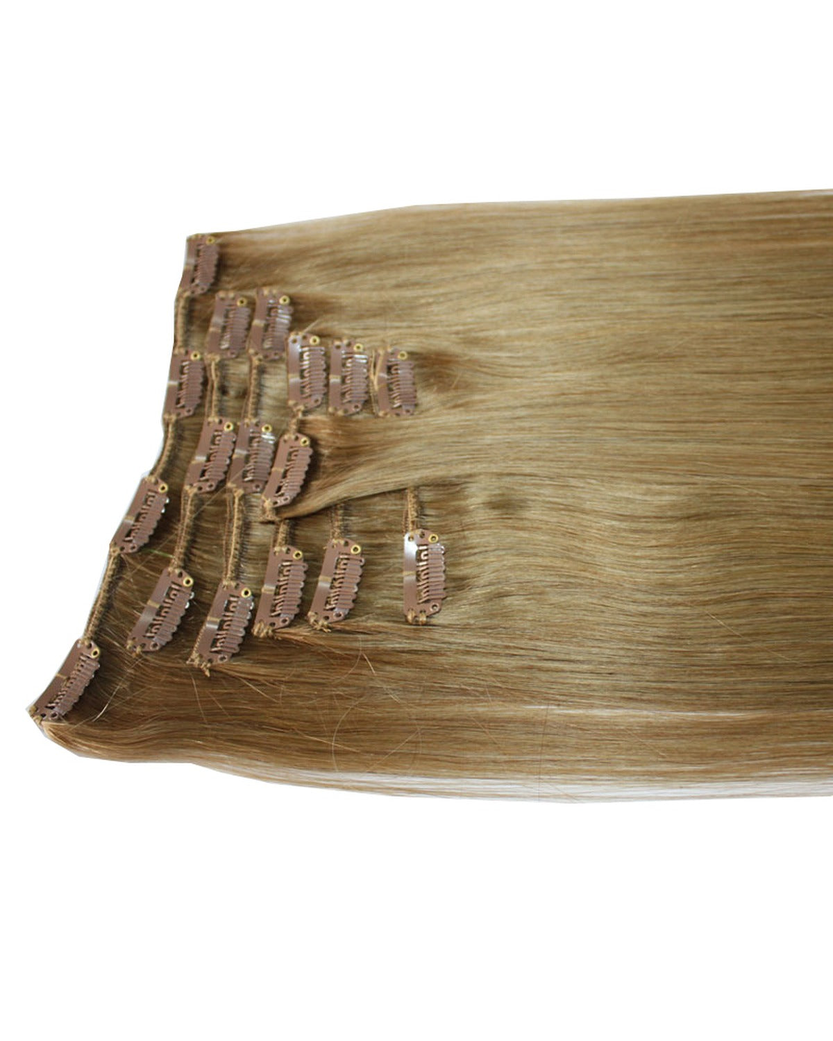 Dream Lux Clip-In Extensions – ljus/blond nyansfamilj, clips synliga (leverantörsbild)